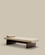 Topaz divan in beige chenille with solid ash wood in a walnut finish, 200 cm FSC 100%