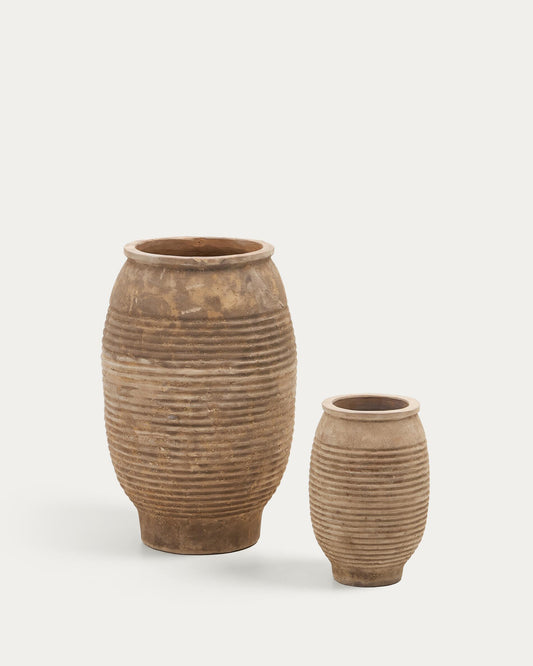 Llonga set of 2 terracotta planters with natural finish Ø 54 / 32 cm