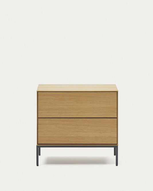 Vedrana beside table, 2 oak veneer drawers, and black steel legs, 60 x 55 cm