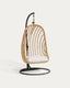 Ekaterina dark grey hanging armchair with foot in rattan