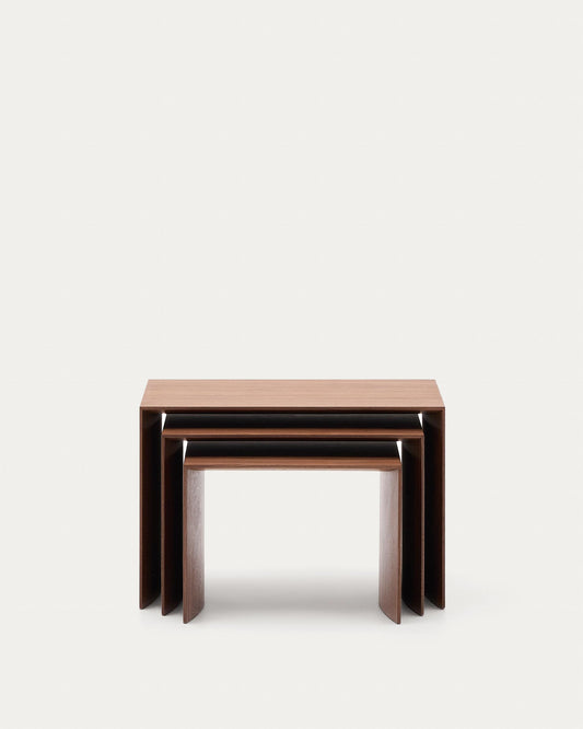 Litto set of 3 walnut veneer FSC Mix Credit nesting tables 60 x 40 / 51 x 36 / 42 x 31 cm