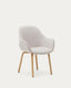 Aleli beige chenille chair with solid ash wood legs and natural finish