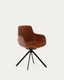 Tissiana self-centring swivel chair in brown polyurethane and matte black steel