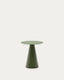 Wilshire side table with frosted tempered glass and matt green painted steel finish Ø50cm