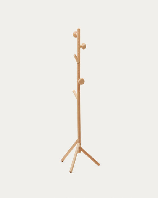 Nadue coat rack in solid beech wood with natural finish 163 cm