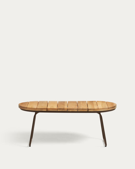 Salguer outdoor coffee table in solid acacia & brown steel, Ø 100 x 50 cm FSC 100%