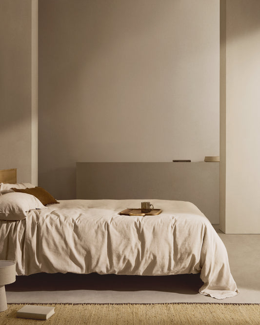 Simmel grey linen blend duvet and pillow cover set for 180 cm bed