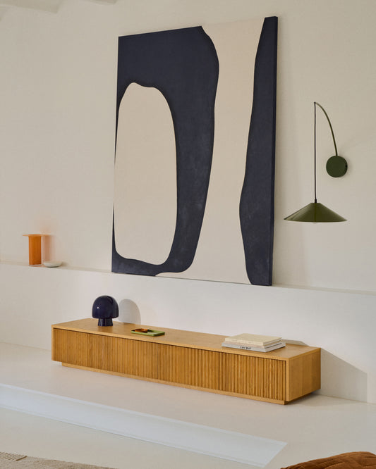 Helvine TV stand with 4 drawers in oak veneer, 200 x 30 cm FSC 100%