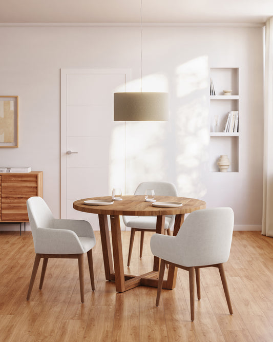 Nahla round table in solid mango wood with walnut finish Ø 120cm FSC 100%