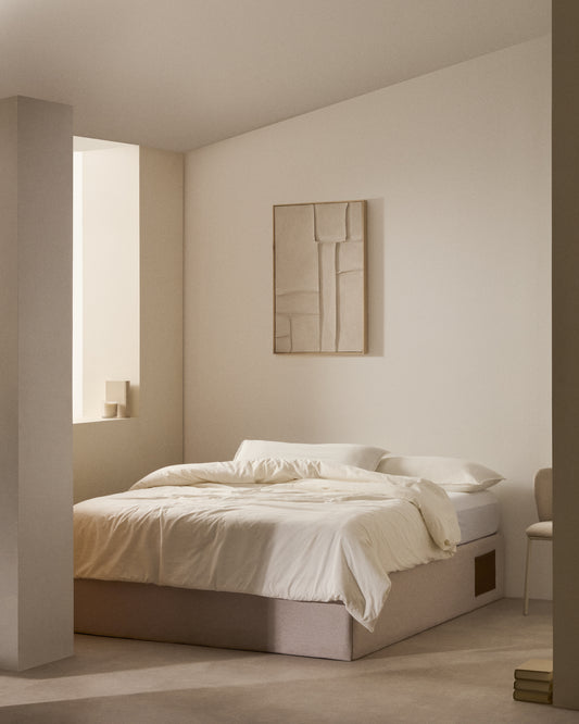 Matters ottoman bed base in beige for a 160 x 200 cm mattress