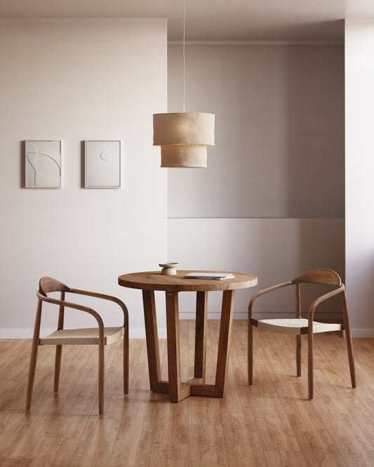 Nahla round table in solid mango wood with walnut finish Ø 90cm FSC 100%