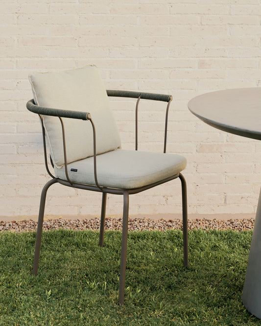 Salguer stackable chair in cord and steel with brown painted finish