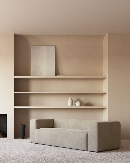 Blok 3-seater beige chenille sofa 240cm FSC Mix Credit