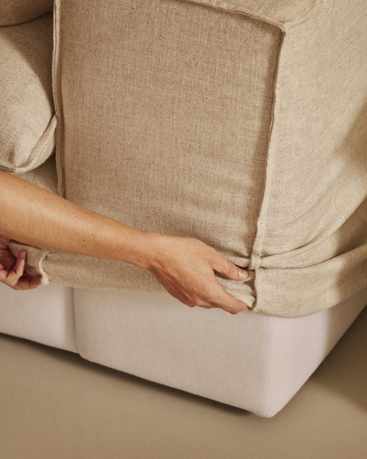 Anarela beige linen 2-seater sofa cover