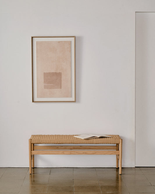 Zaide bench in solid oak wood with natural finish and rope seat, 120 cm, FSC Mix Credit