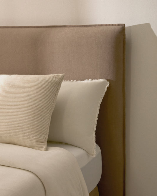 Jaira headboardd linen and cotton with removable cover in taupe for a 90 cm FSC Mix Credit bed
