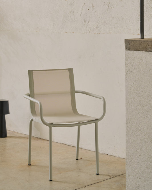 Galdana stackable outdoor chair in aluminium with light grey painted finish