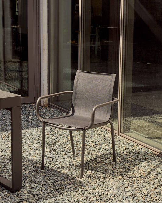 Galdana stackable outdoor chair in aluminium with dark grey painted finish