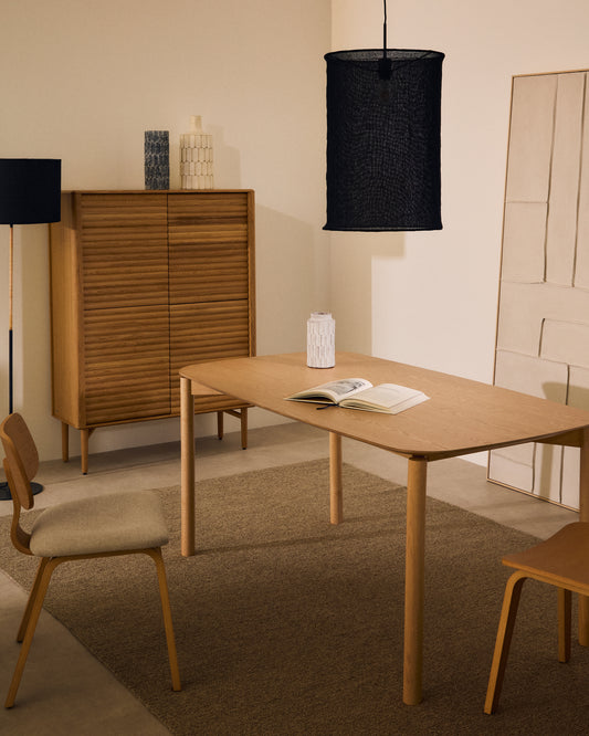 Indara table in ash veneer with natural finish 160 x 90 cm