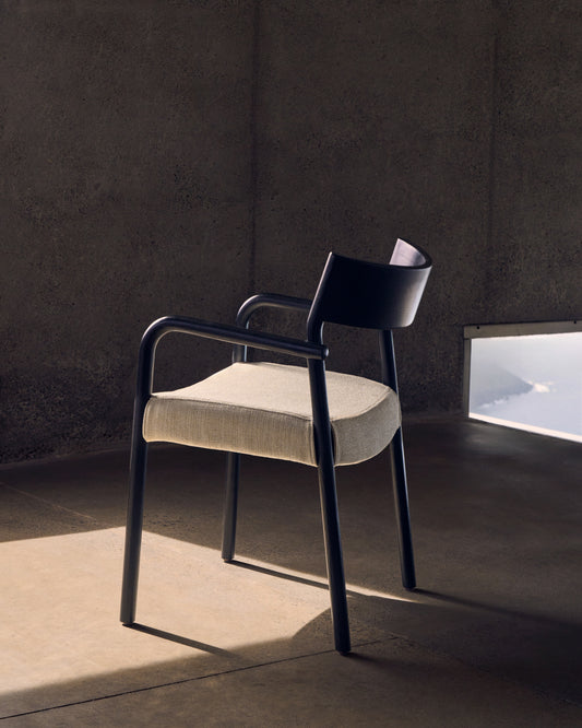 Falconera chair with a removable cover in solid oak wood with black finish FSC Mix Credit