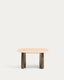 Pirita side table in beige travertine with solid oak wood legs with a dark finish 71 x 70cm FSC 100%