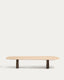 Pirita coffee table in beige travertine with solid oak wood legs with a dark finish 147 x 65cm FSC 100%