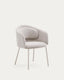 Idaira chair in thick beige chenille and steel legs in a beige finish, FSC Mix Credit