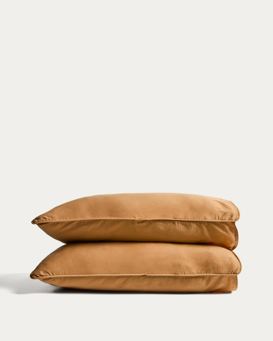Sirale set of 2 100% cotton sateen pillowcases with washed finish in copper 50 x 80 cm