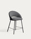 Bonali stool in grey chenille with grey metal legs FSC Mix Credit 65cm