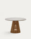 Alcaufar round outdoor table made of solid teak wood and grey cement Ø 120 cm