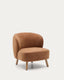 Ulit armchair in terracotta chenille with solid beech wood legs in a natural finish
