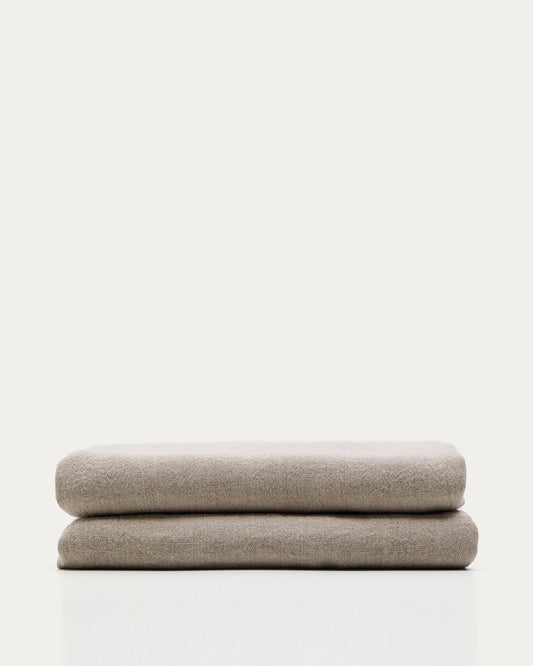 Tandi beige 100% linen bedspread for 150/160cm bed