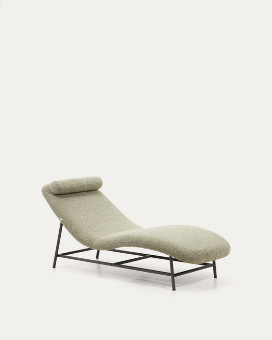 Osla divan in green chenille with brushed graphite stainless steel legs FSC 100% 174 cm