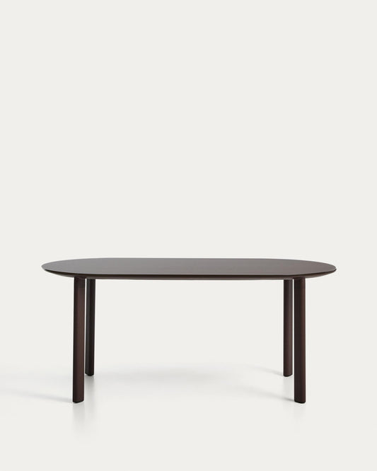 Erice oval table in aluminium and brown tempered glass 180 x 90 cm