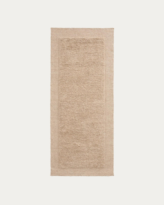 Marely beige wool runner rug 200 x 80cm