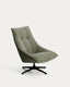 Dirala swivel armchair in green chenille and steel with black finish FSC 100%