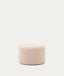 Kaeli footrest with removable cover in pink bouclé Ø 60 cm