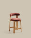 Granite stool in terracotta chenille and solid ash wood with natural tone finish FSC 100% 65cm