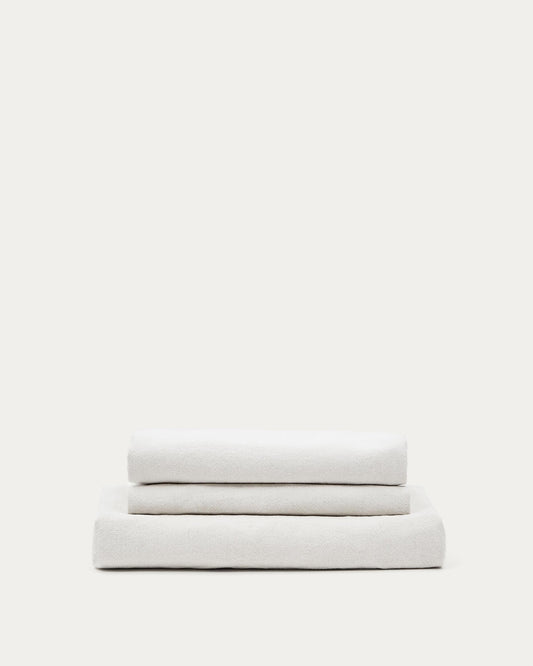 Nora armchair cover in ecru linen and cotton 92cm
