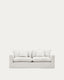 Nora 3-seater sofa with removable cover with linen and cotton cushions in ecru 240cm