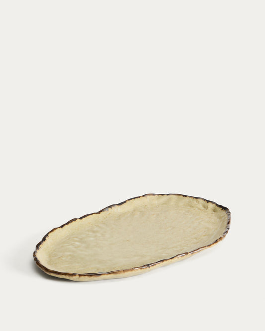 Abela tray in brown ceramic