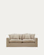 Nora 3-seater sofa with removable cover with linen and cotton cushions in taupe 240cm