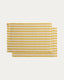 Daltan set of 2 yellow striped cotton and jute placemats 35 x 50cm