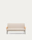 Amsen beige 2-seater sofa in oak plywood with brushed stainless steel legs 165cm