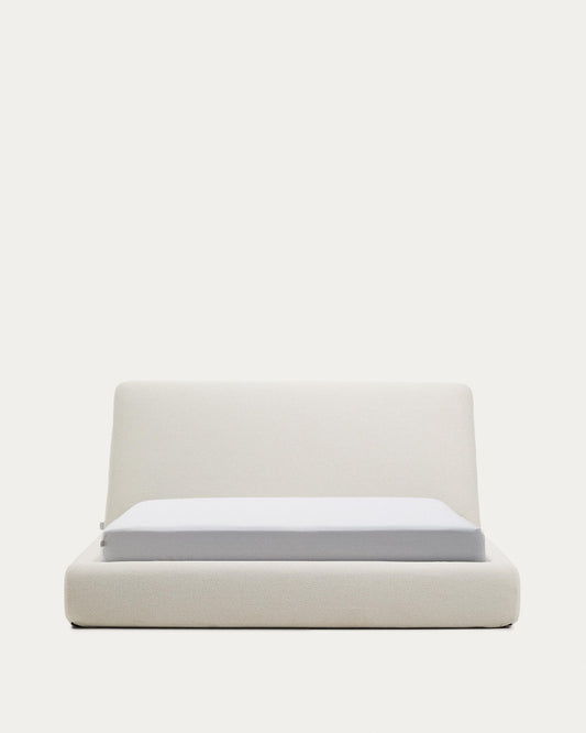 Martina bed with removable cover in ecru chenille for mattress 160 x 200cm