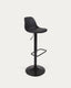 Orlando-T barstool - black polyurethane and matt black steel 60-82 cm