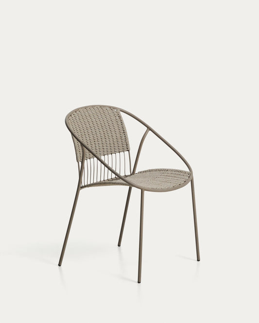 Atrani stackable outdoor chair in galvanised steel and taupe rope