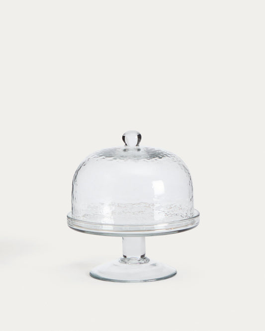 Sileia transparent recycled glass cake plate