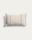 Lidore cushion cover in beige linen with contrasting green stripes 30 x 50cm
