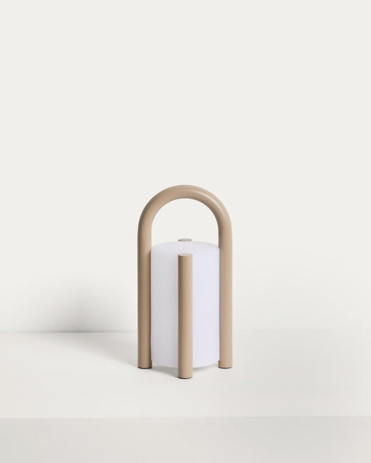 Leros small portable table lamp in taupe polyethylene and steel